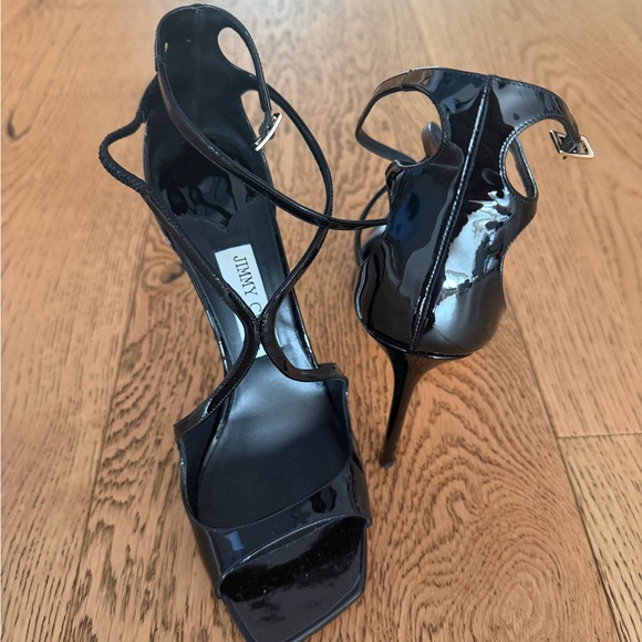 Jimmy Choo Glossy Black Strappy Heels - Picture 4 of 5